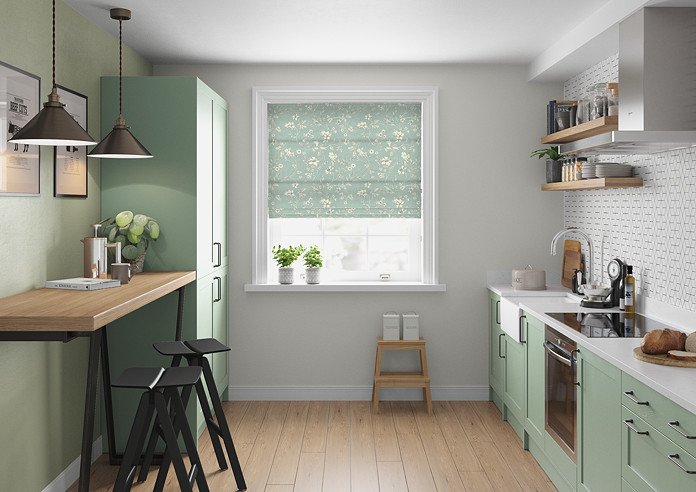 Etched Vine, Eau de Nil - Roman Blind - Image 5